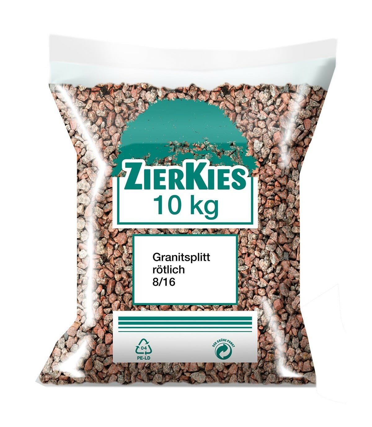 Granitsplitt rot in Verpackung